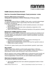 RAMM Collections Review 2012-13 Brief for a Palaeontology Consultant: