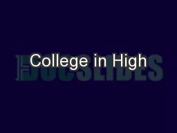 College in High