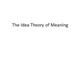 The Idea Theory of Meaning