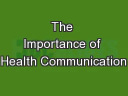 The Importance of Health Communication