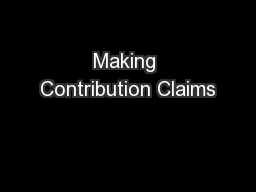 Making Contribution Claims