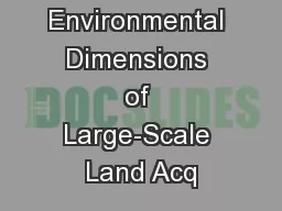 Social and Environmental Dimensions of Large-Scale Land Acq