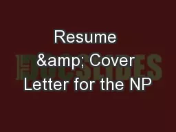 Resume & Cover Letter for the NP