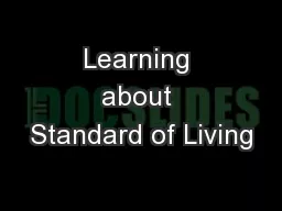 Learning about Standard of Living