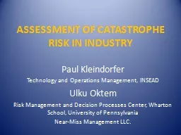 ASSESSMENT OF CATASTROPHE RISK IN INDUSTRY