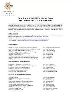 Panel Chairs of the ERC Peer Review PanelsThe list below includes the