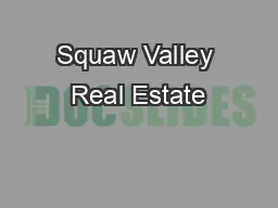 Squaw Valley Real Estate