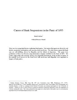 Causes of Bank Suspensions in the Panic of 1893 Mark CarlsonFederal Re