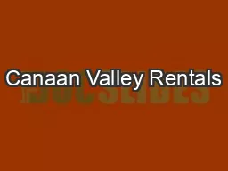 Canaan Valley Rentals