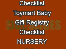 Baby Gift Registry Checklist Toymart Baby Gift Registry Checklist NURSERY Cribs 