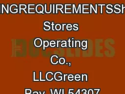 HANGINGREQUIREMENTSShopKo Stores Operating Co., LLCGreen Bay, WI 54307