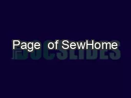 Page  of SewHome