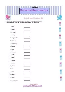 PDF - Baby Shower Word Scramble You have minutes to unscramble the  following baby related words PDF document