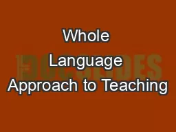Whole Language Approach to Teaching