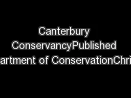 Canterbury ConservancyPublished byDepartment of ConservationChristchur