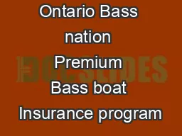 Ontario Bass nation Premium Bass boat Insurance program