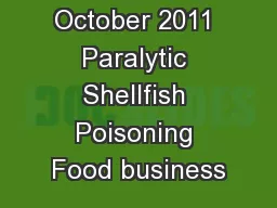 3 FS46 - 0310 October 2011 Paralytic Shellfish Poisoning Food business