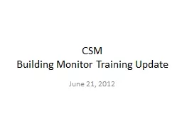 CSM Building Monitor Training