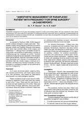 anaesth for paraplegic pregnant pt for spine surgery