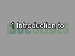 1 Introduction to