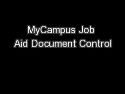 MyCampus Job Aid Document Control