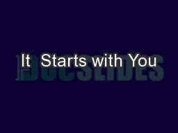 It  Starts with You
