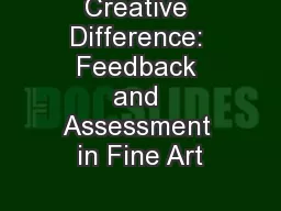 Creative Difference: Feedback and Assessment in Fine Art