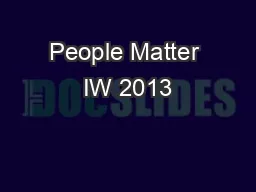 People Matter IW 2013