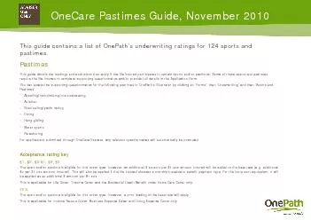 OneCare Pastimes Guide, November 2010
