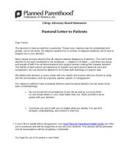 Pastoral Letter to Patients
