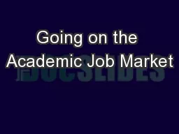 Going on the Academic Job Market