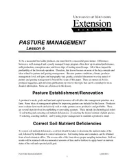 PASTURE MANAGEMENT  LESSON 6 1    To be a successful beef cattle produ