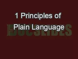 1 Principles of Plain Language