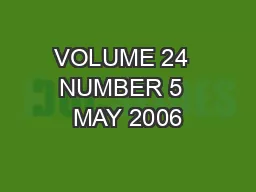 VOLUME 24  NUMBER 5  MAY 2006
