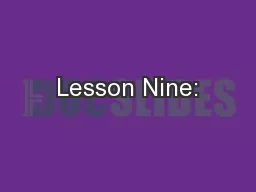 Lesson Nine: