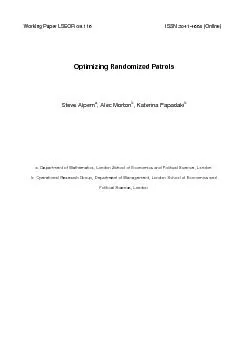 Working Paper LSEOR 09.116  ISSN 2041-4668 (Online)Optimizing Randomiz