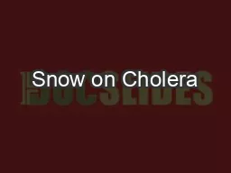 Snow on Cholera