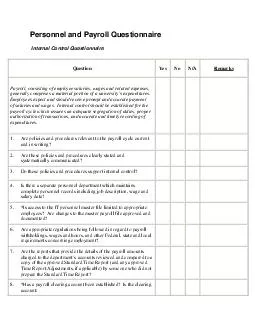Personnel and Payroll Questionnaire