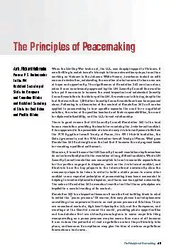 The Principles of PeacemakingAmb. Richard Holbrooke Former U.S. Ambass
