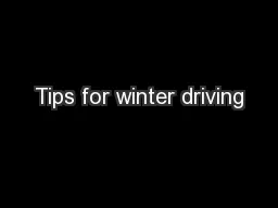 Tips for winter driving