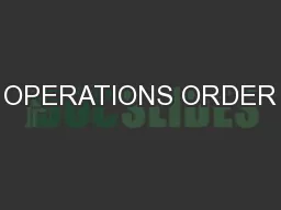 OPERATIONS ORDER