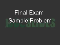 Final Exam Sample Problem