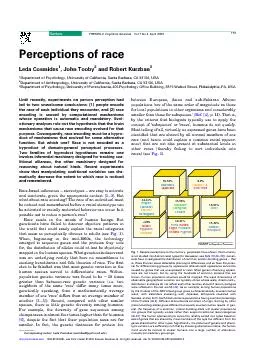 PerceptionsofraceLedaCosmides,JohnToobyandRobertKurzbanDepartmentofPsy