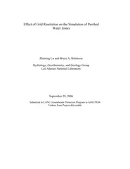 Effect of Grid Resolution on the Simulation of Perched Water Zones 
..