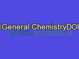 1General ChemistryDOI: