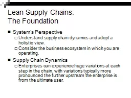 Lean Supply Chains: