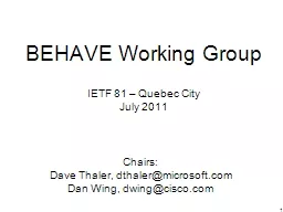 BEHAVE Working Group