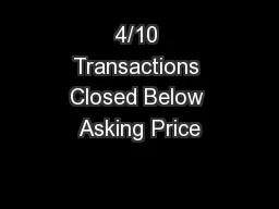 4/10 Transactions Closed Below Asking Price
