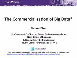 The Commercialization of Big Data*