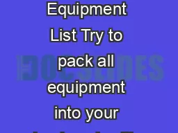 Winter Camping Equipment List Try to pack all equipment into your backpack with room to